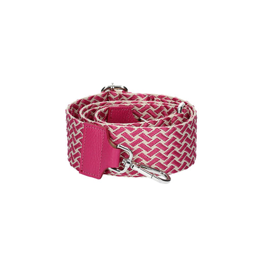 Taschenriemen|Wechselriemen in Rosa|Beige mit Karabiner Silber - leder-accessoires.com