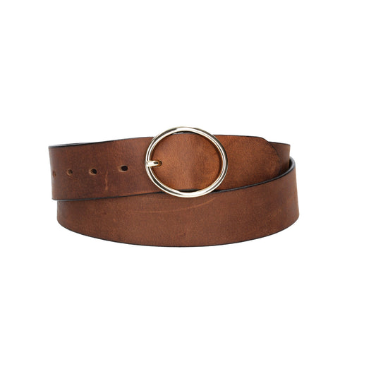 Ledergürtel Cognac 40mm mit goldener Vollschließe - leder-accessoires.com