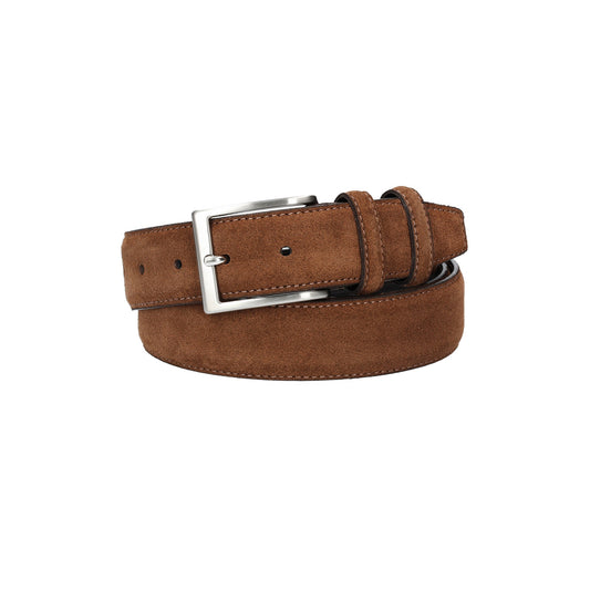 Herren-|Anzugsgürtel 35mm Nappa abgenäht in Cognac aus Leder - leder-accessoires.com