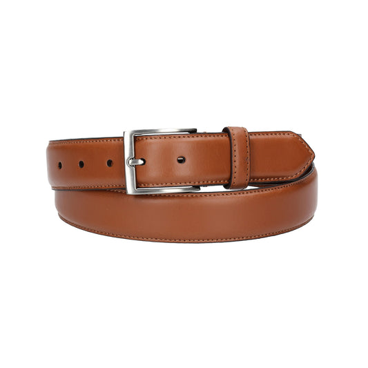 Herren-|Anzugsgürtel 35mm abgenäht in Cognac aus Leder - leder-accessoires.com
