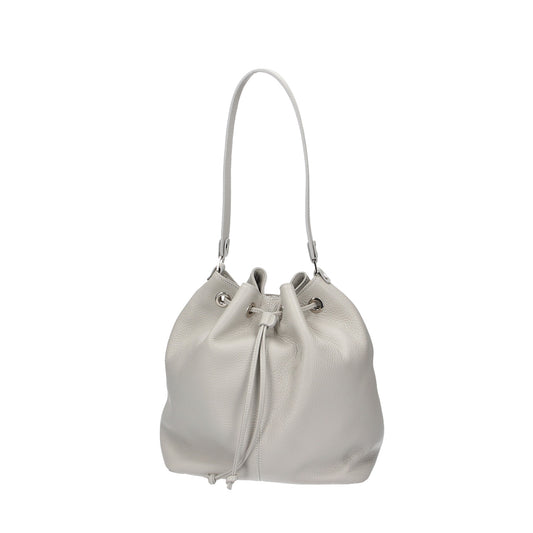 Beuteltasche 26x15x25cm in Hellgrau|Perla aus Leder - leder-accessoires.com