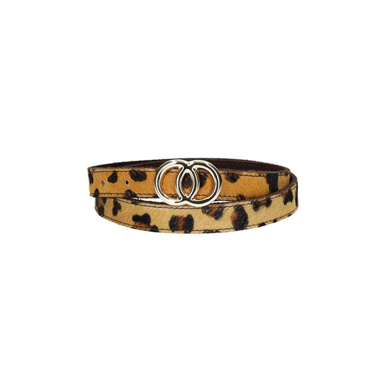 Fellgürtel 20mm in Leoparden-Optik mit Schließe in Light-Gold - leder-accessoires.com