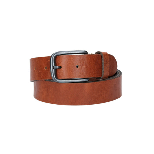 Herren-|Anzugsgürtel 35mm in Cognac mit schwarzer Schließe aus Leder - leder-accessoires.com