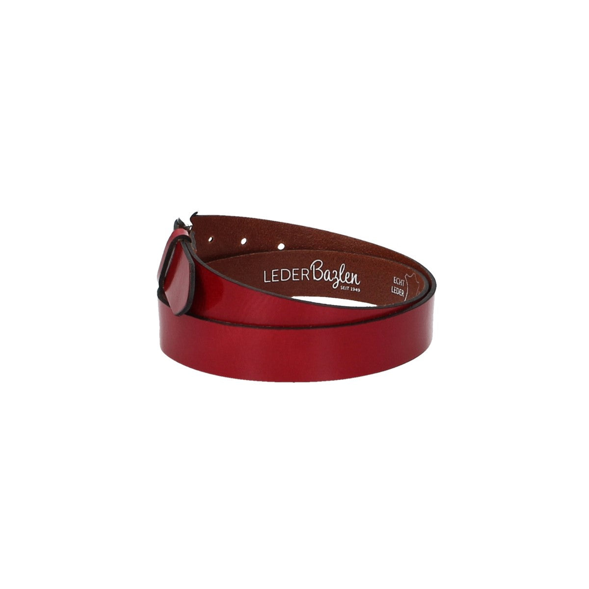 Ledergürtel Rot 30mm mit Dornschließe in Silber