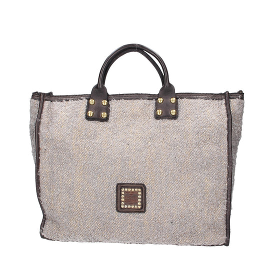 Campomaggi Shopper" Estia" aus grauem Leder und Lame-Stoff - leder-accessoires.com
