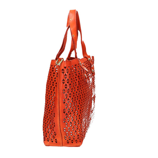 Ledershopper "Malibù“ in Orange mit Lochmuster