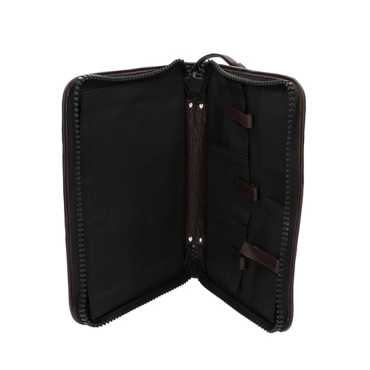 Dokumentenmappe-| Organizer A4 in Braun mit  Design-Reißverschluss - leder-accessoires.com