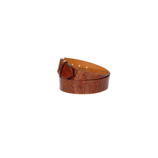 Ledergürtel 40mm Cognac Krokoprägung mit Dornschließe in Silber - leder-accessoires.com