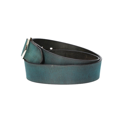 Ledergürtel Blau|Petrol 40mm mit goldener Vollschließe - leder-accessoires.com