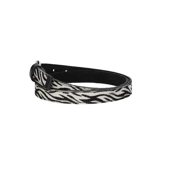 Fellgürtel 20mm in Zebra-Optik mit Schließe in Silber - leder-accessoires.com