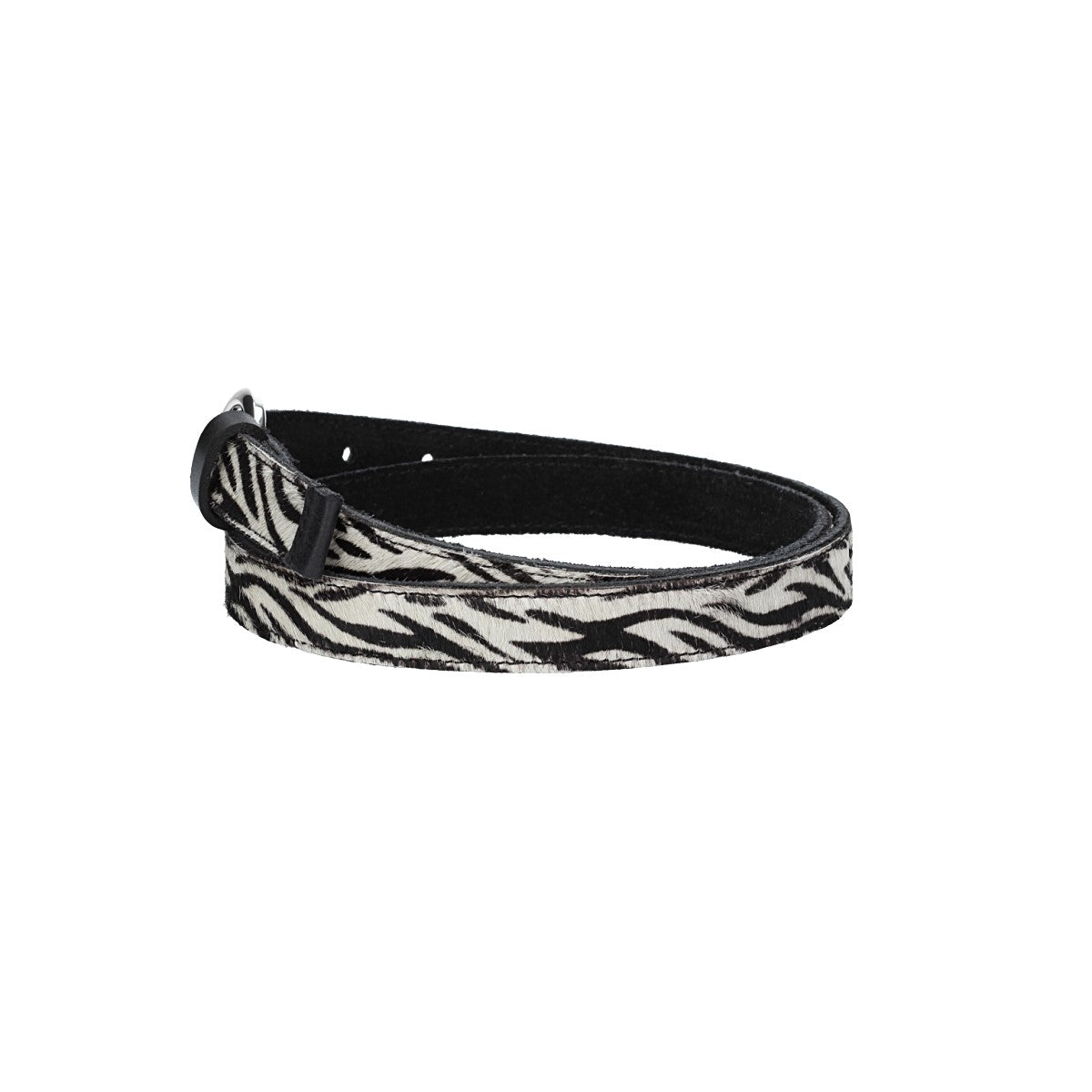 Fellgürtel 20mm in Zebra-Optik mit Schließe in Silber - leder-accessoires.com