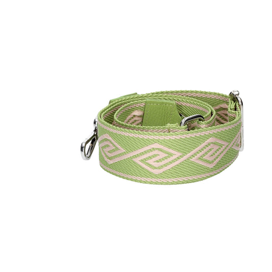 Taschenriemen|Wechselriemen in Grün Raute mit Karabiner Silber - leder-accessoires.com