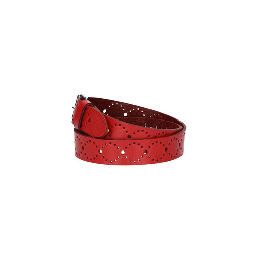Ledergürtel Kids 25mm in Rot mit Lochmuster und Schließe Silber - leder-accessoires.com
