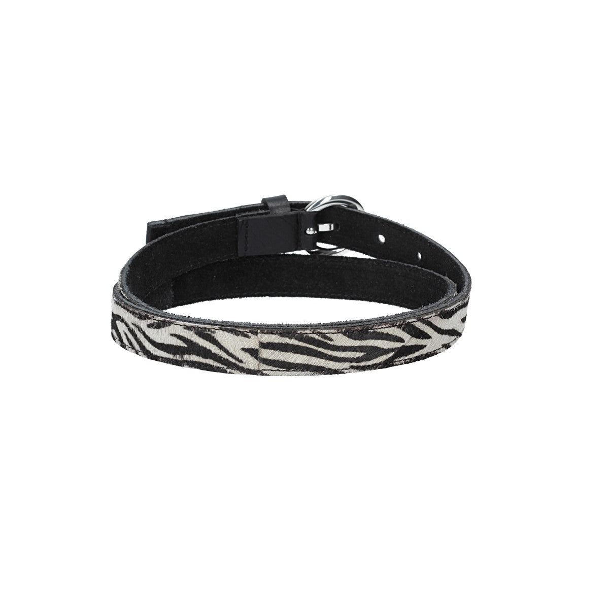 Fellgürtel 20mm in Zebra-Optik mit Schließe in Silber - leder-accessoires.com