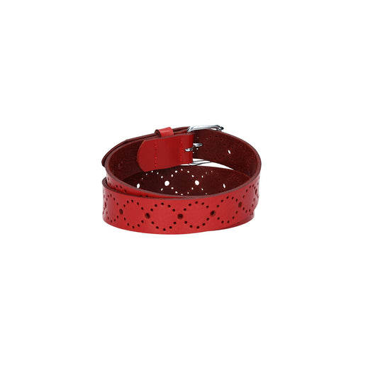 Ledergürtel Kids 25mm in Rot mit Lochmuster und Schließe Silber - leder-accessoires.com