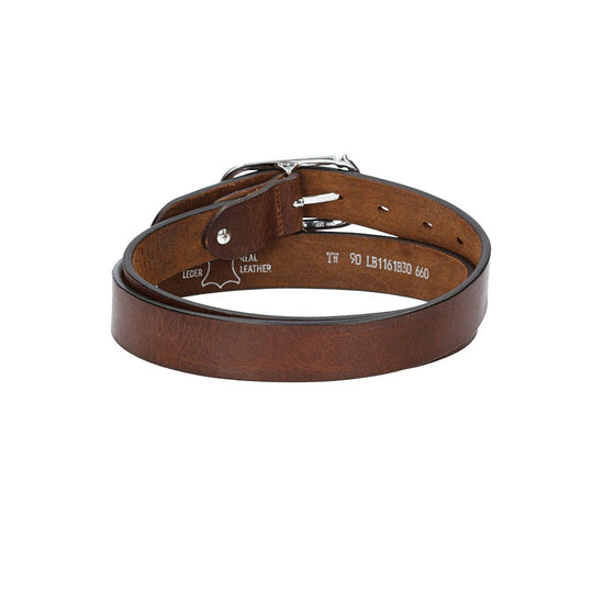 Ledergürtel 30mm in Braun mit Strass-Schließe in Silber - leder-accessoires.com