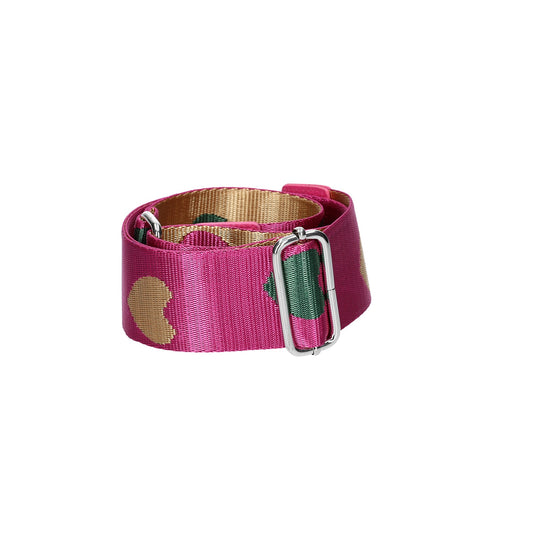Taschenriemen|Wechselriemen in Pink Herzen mit Karabiner Silber - leder-accessoires.com