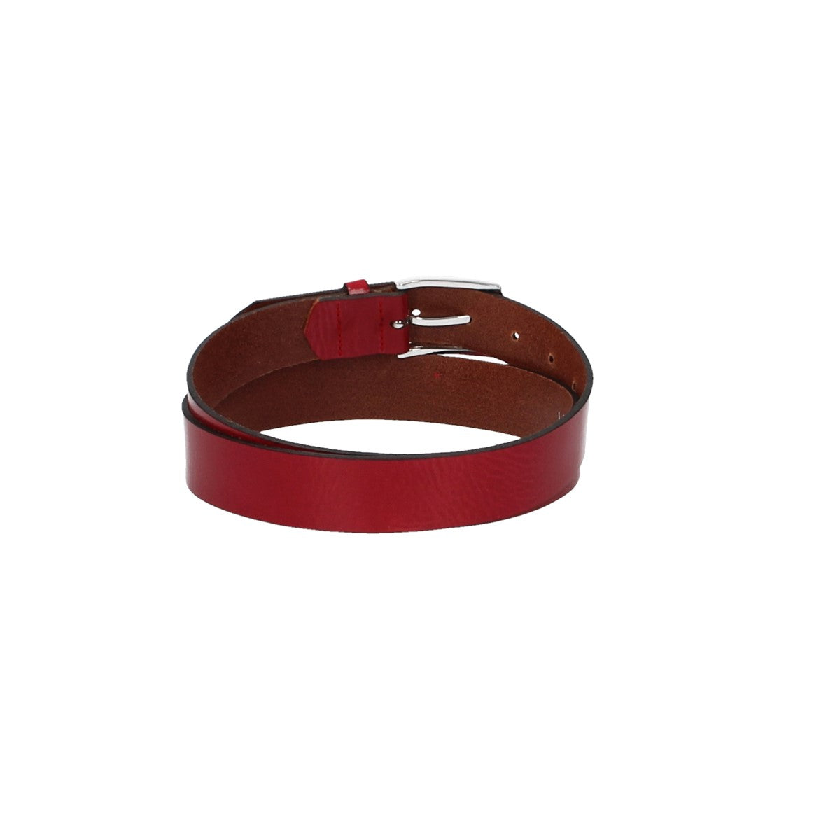 Ledergürtel Rot 30mm mit Dornschließe in Silber
