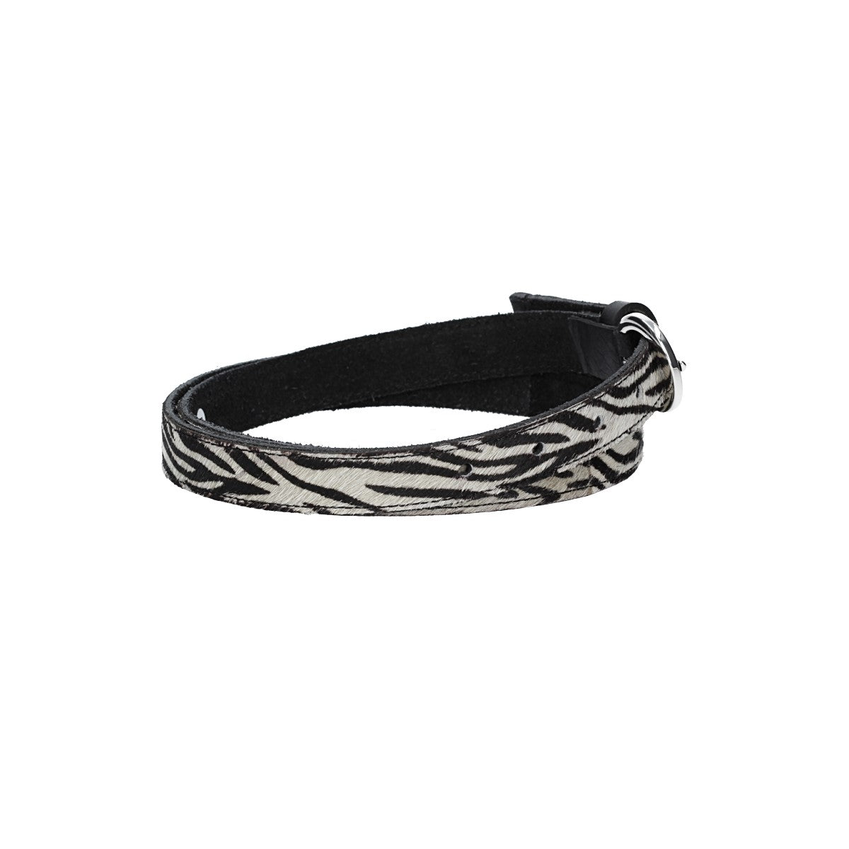 Fellgürtel 20mm in Zebra-Optik mit Schließe in Silber - leder-accessoires.com