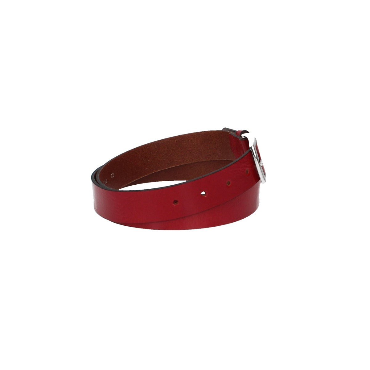 Ledergürtel Rot 30mm mit Dornschließe in Silber