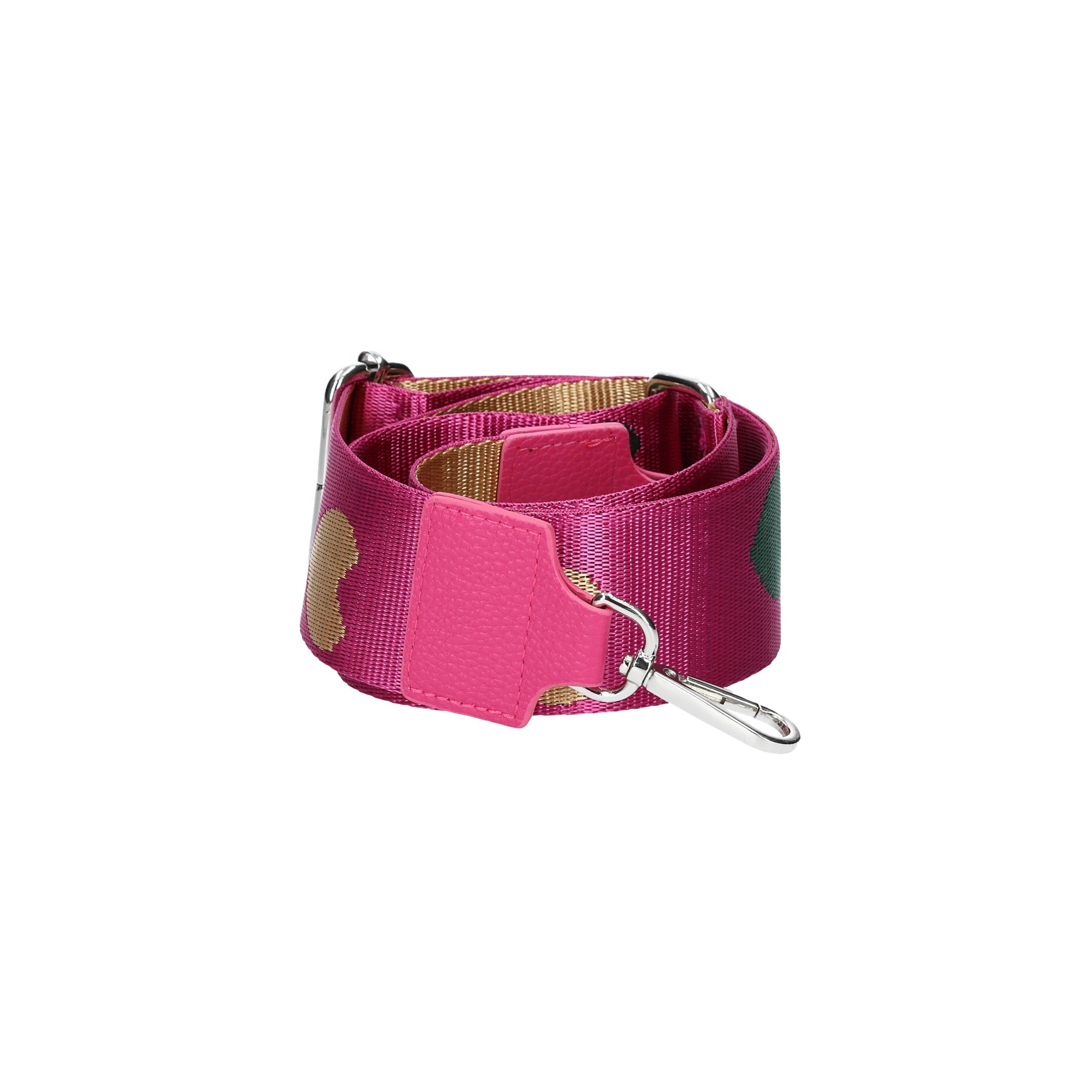 Taschenriemen|Wechselriemen in Pink Herzen mit Karabiner Silber - leder-accessoires.com