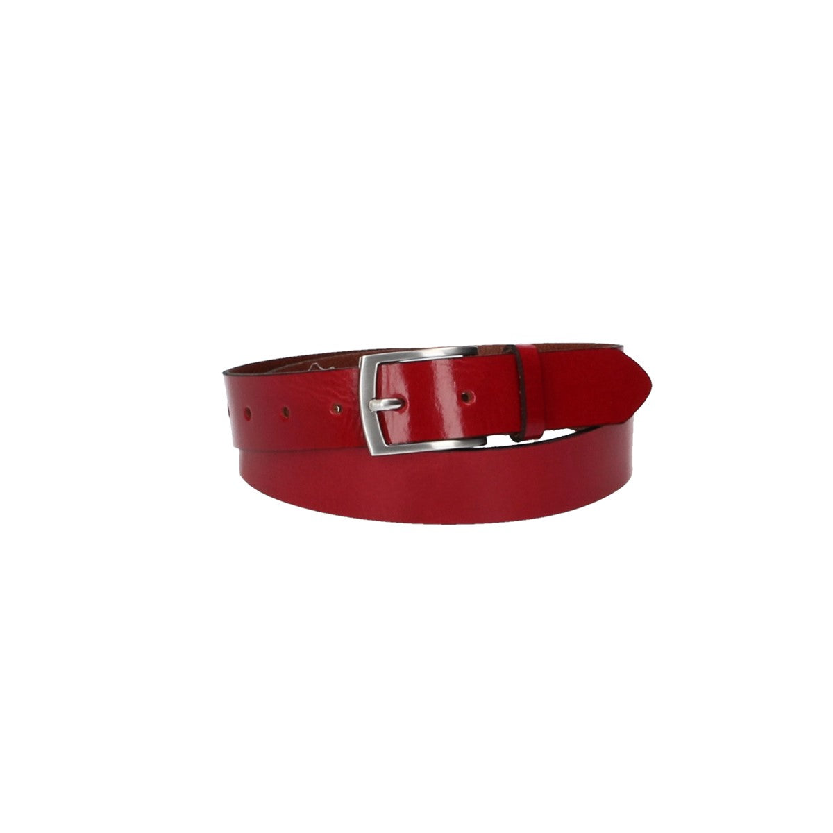 Ledergürtel Rot 30mm mit Dornschließe in Silber