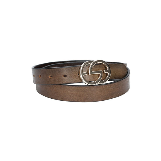 Ledergürtel 30mm in Grau mit GG-Schließe in Light Gold - leder-accessoires.com