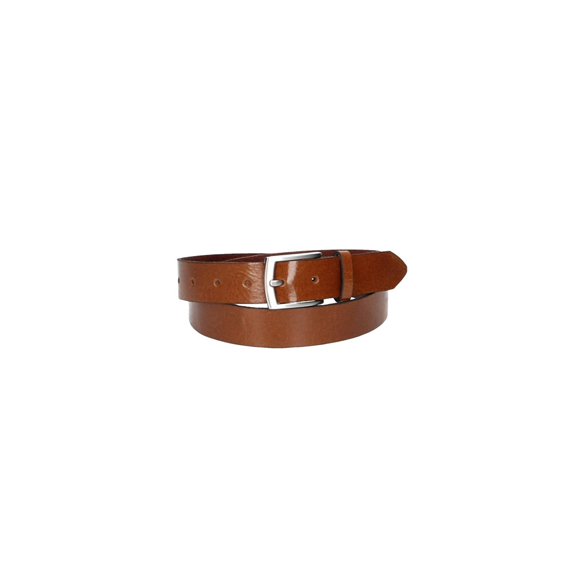 Ledergürtel Cognac 30mm mit Dornschließe in Silber
