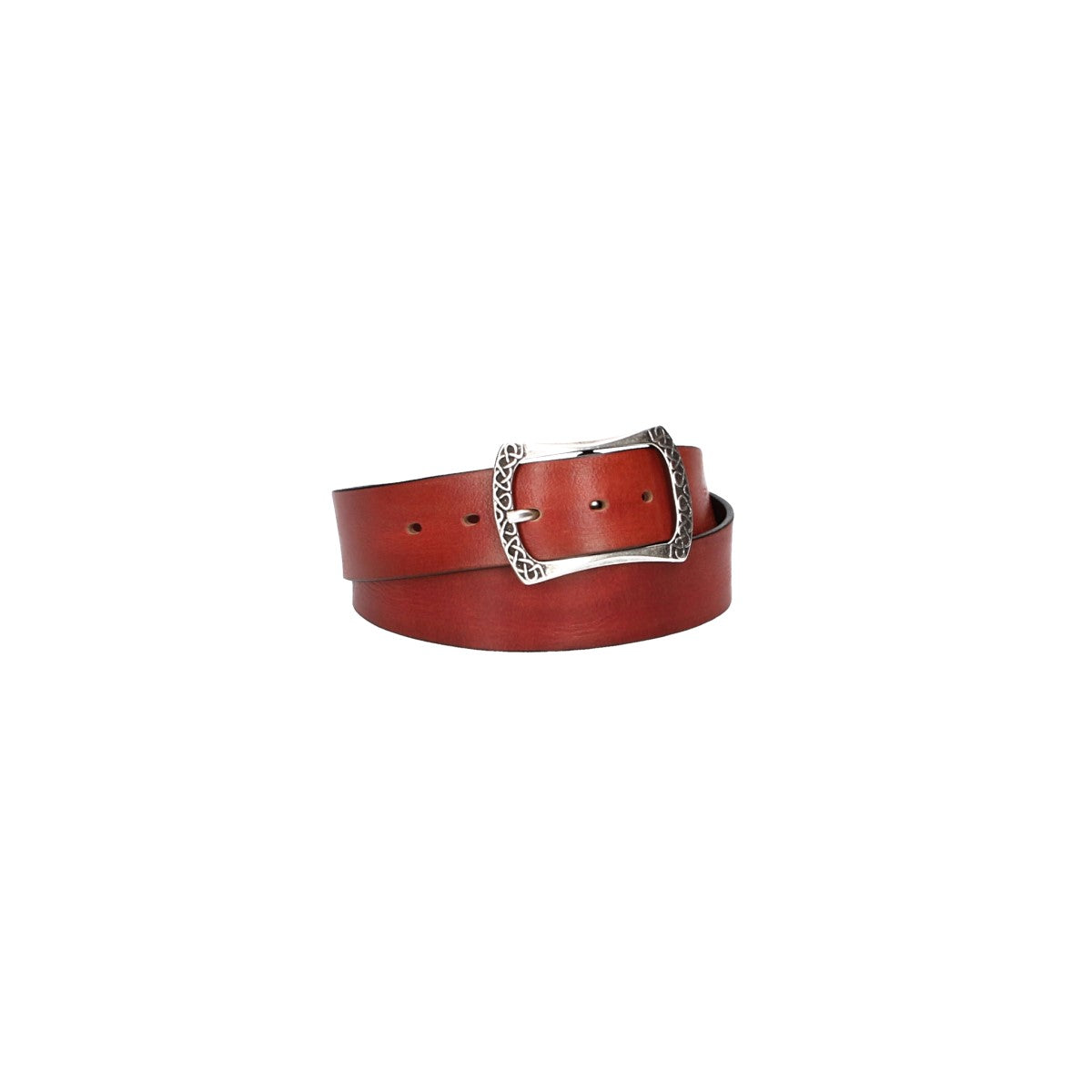 Ledergürtel Rot 40mm mit Vollschließe in Silber - leder-accessoires.com