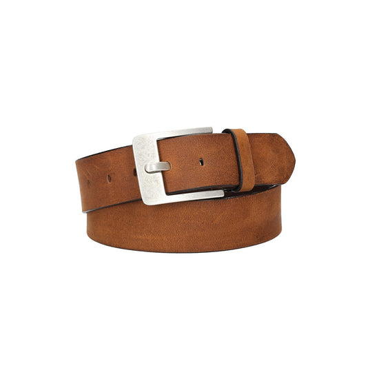 Ledergürtel Cognac 45mm mit Dornschließe in Silber - leder-accessoires.com