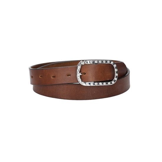 Ledergürtel 30mm in Braun mit Strass-Schließe in Silber - leder-accessoires.com