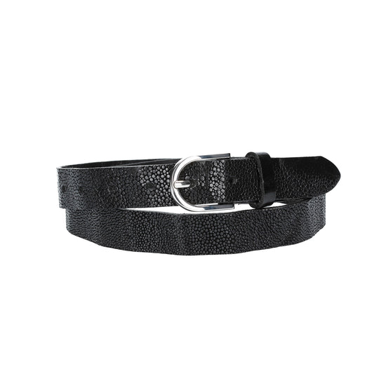 Ledergürtel Schwarz 25mm in Rochenoptik mit Dornschließe - leder-accessoires.com