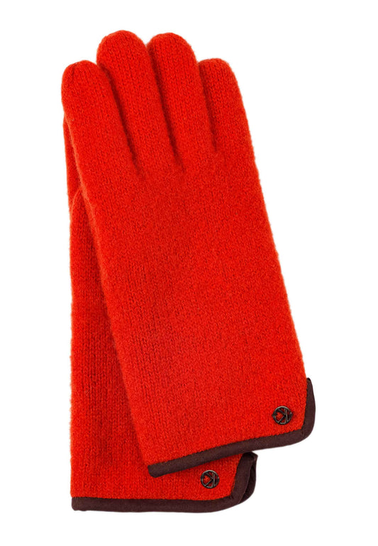 Walkstrickhandschuhe Damen in Orange aus 100% Schurwolle