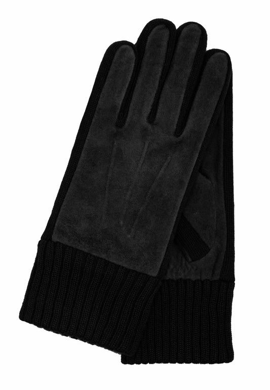 Lederhandschuhe Damen in Schwarz mit Strickbund - leder-accessoires.com