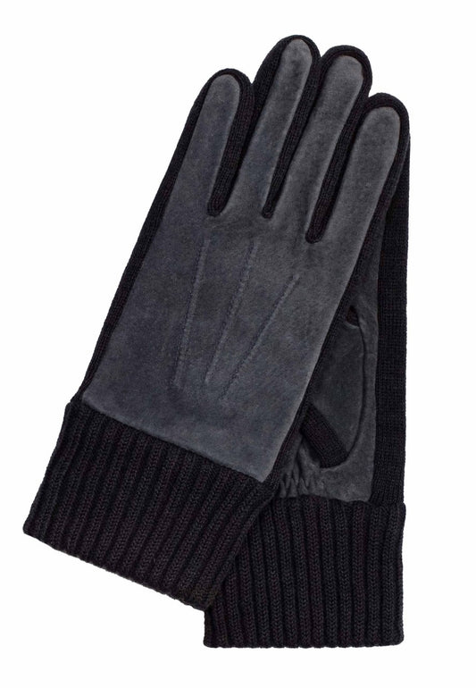 Lederhandschuhe Damen in Grau mit Strickbund - leder-accessoires.com