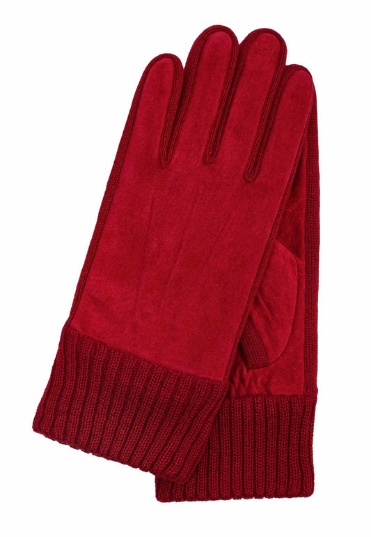 Lederhandschuhe Damen in Rot mit Strickbund - leder-accessoires.com