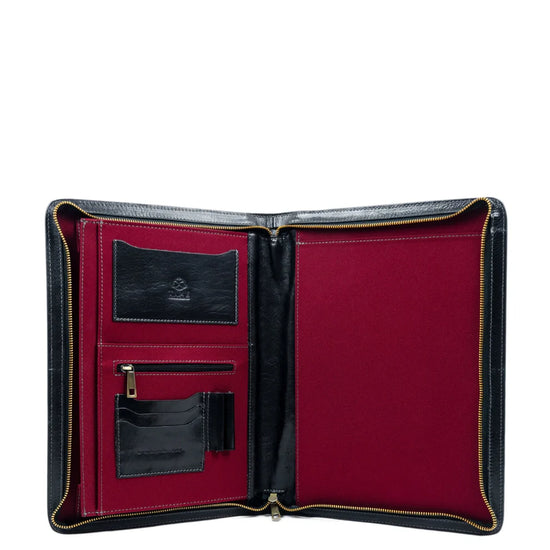 Dokumentenmappe-| Organizer A4 in Schwarz mit Reißverschluss - leder-accessoires.com