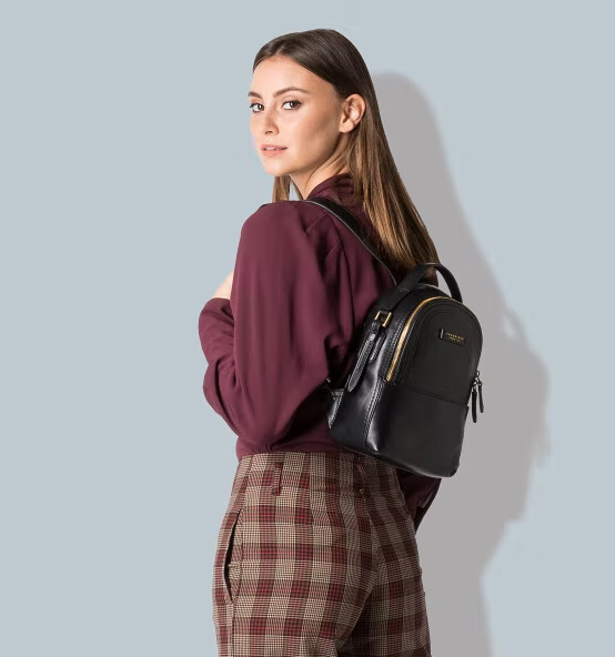 Rucksack in Schwarz aus Leder