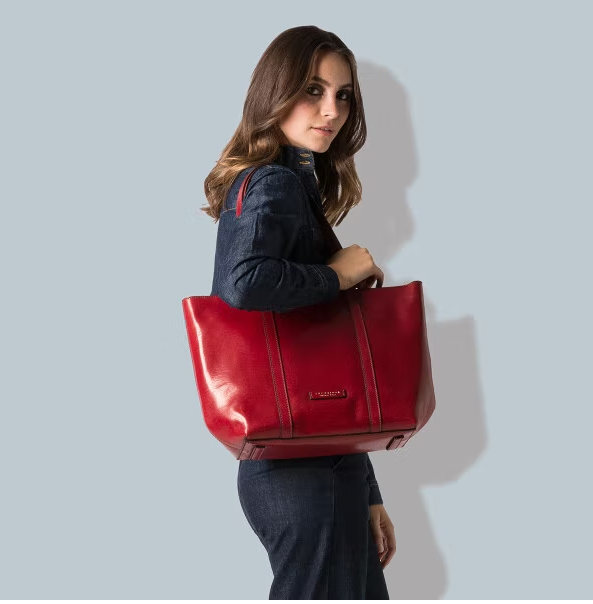 Shopper in Rot aus Leder