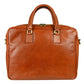Businesstasche aus Leder in Cognac mit Reißverschluss und Vortasche