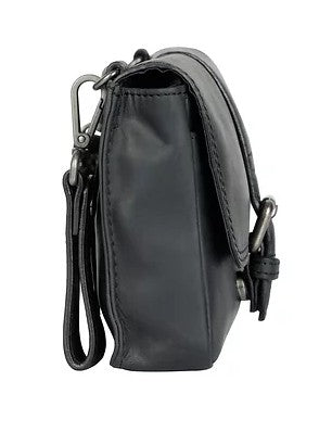 Gürteltasche| Handgelenkstasche in Schwarz mit Überschlag