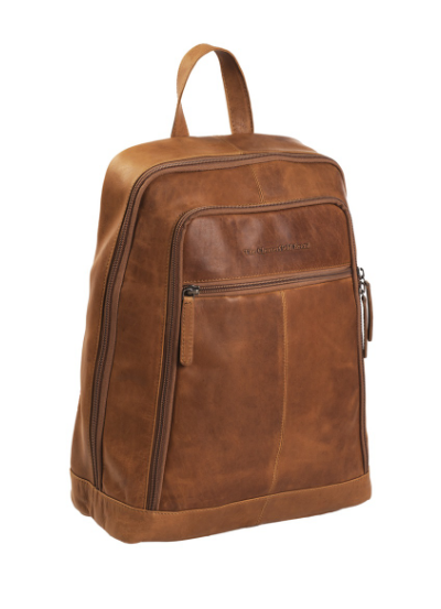 Rucksack mit Vortasche aus Leder in Cognac - leder-accessoires.com
