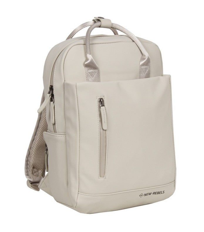 Laptoprucksack 9L in Beige mit verschweißten Reißverschlüssen