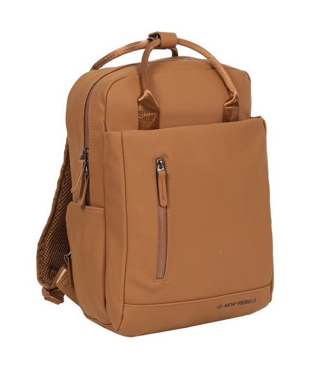 Laptoprucksack 9L in Cognac mit verschweißten Reißverschlüssen