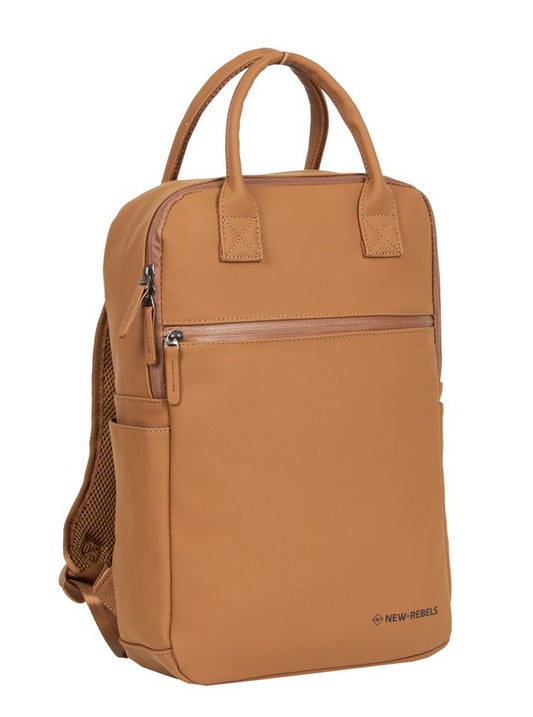 Laptoprucksack 12L in Cognac mit Kurzgriff als Tasche