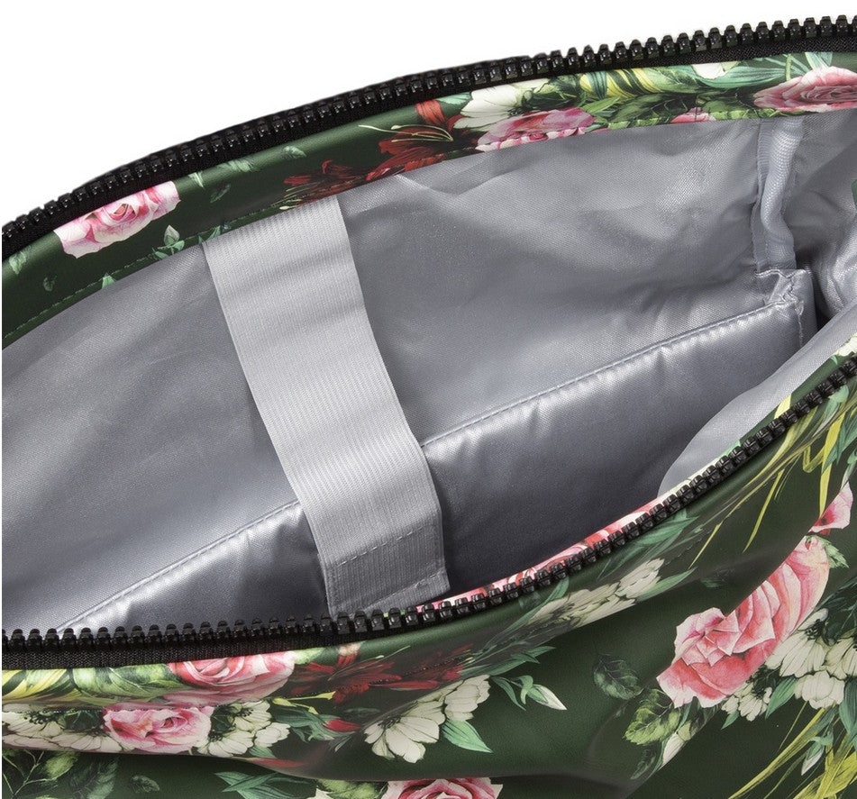 Rolltoprucksack 16L mit Blumenmuster in Grün