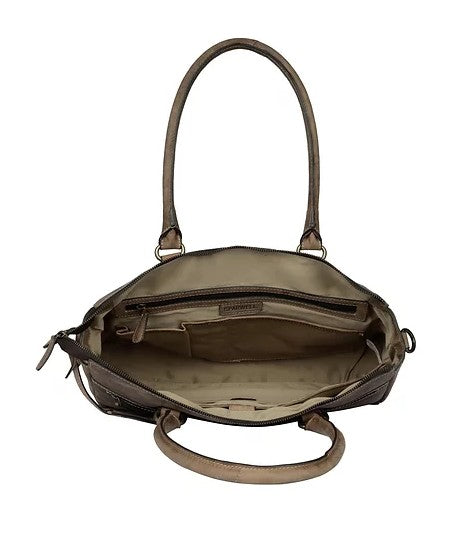 Schultertasche aus Leder in Cognac mit Reißverschluss