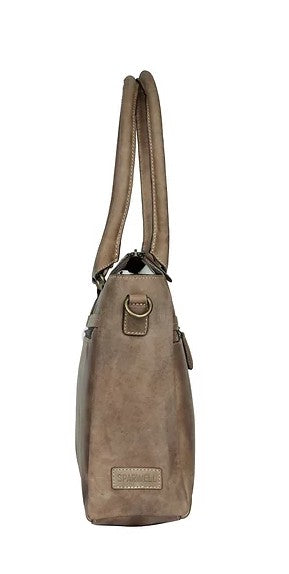 Schultertasche aus Leder in Cognac mit Reißverschluss