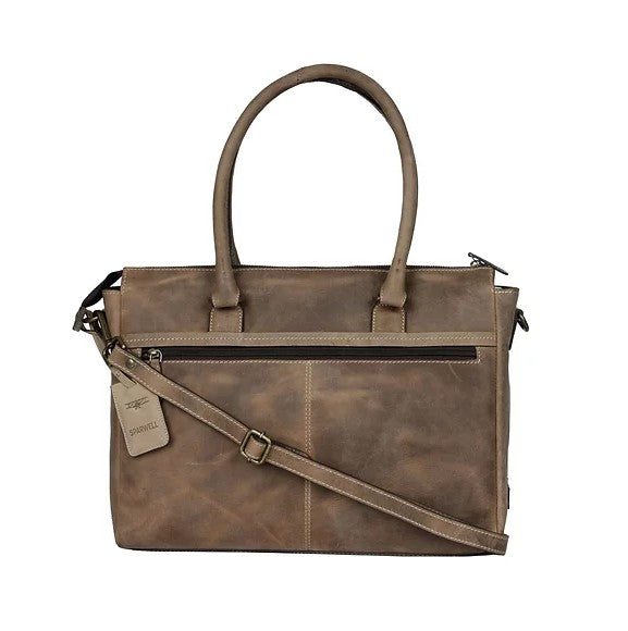 Schultertasche aus Leder in Cognac mit Reißverschluss