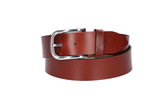 Hochwertiger Ledergürtel 40mm in Cognac mit Schließe satiniert - leder-accessoires.com
